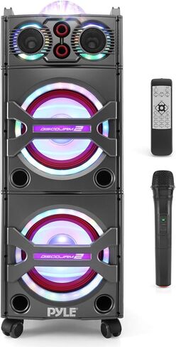 Pyle Wireless Active PA Speaker System - 1000W Portable High Powered Bluetooth Compatible Outdoor Sound Speaker w/ USB SD MP3 FM Radio AUX RCA LED DJ Lights - 35mm Stand Mount, Remote in Saudi Arabia