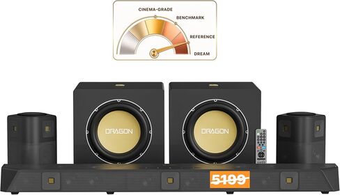 Dragon 11.1.6 Dolby Atmos/DTSX Pro Surround Soundbar Sys-12" Reference Sub | Benchmark 360° Cinema+Spatial Processing, 12" Sub w Passive Radiator, 58" Main, HiFi AMTs, Bipolar Surr, 6 Height Ch*3000W in Saudi Arabia