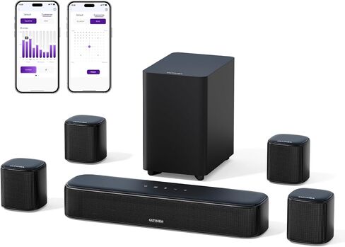 ULTIMEA 7.1ch Virtual Surround Sound Bar, Sound Bar for Smart TV with 4 Surround Speakers, Peak Power 330W, Surround Sound System for TV, App Control, TV Soundbar with Subwoofer, Opt/AUX/BT, Aura A40 | with 4 Surround Speakers, Peak Power 330W, App Contro in Saudi Arabia