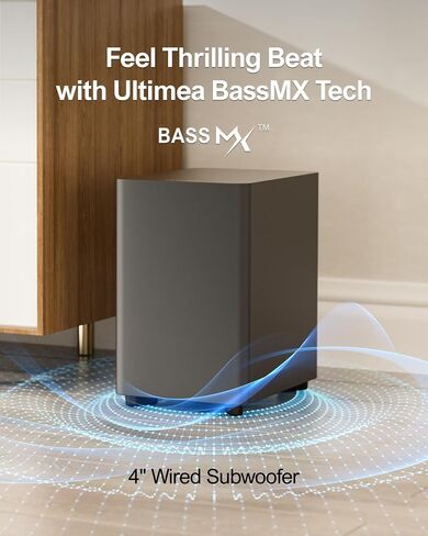 ULTIMEA 7.1ch Virtual Surround Sound Bar, Sound Bar for Smart TV with 4 Surround Speakers, Peak Power 330W, Surround Sound System for TV, App Control, TV Soundbar with Subwoofer, Opt/AUX/BT, Aura A40 | with 4 Surround Speakers, Peak Power 330W, App Contro in Saudi Arabia