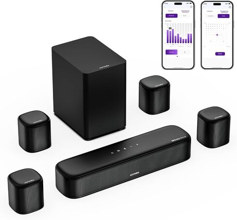 ULTIMEA 7.1ch Sound Bar with Dolby Atmos, 4 Surround Speakers, Aura A60 | Surround Sound System for TV with Subwoofer for Home Theater, Sound Bar for Smart TV with HDMI eARC, App Control, 2026 Model in Saudi Arabia