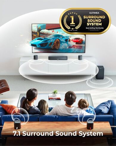 ULTIMEA 7.1ch Sound Bar with Dolby Atmos, 4 Surround Speakers, Aura A60 | Surround Sound System for TV with Subwoofer for Home Theater, Sound Bar for Smart TV with HDMI eARC, App Control, 2026 Model in Saudi Arabia