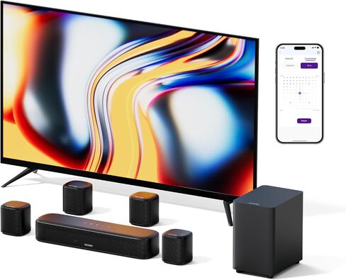 ULTIMEA 7.1ch Sound Bar with Subwoofer, Virtual Surround Sound System for TV, Sound Bar for Smart TV with 4 Surround Speakers, Peak Power 330W, TV Soundbar with App Control, Opt/AUX/BT, Aura A40 in Kuwait