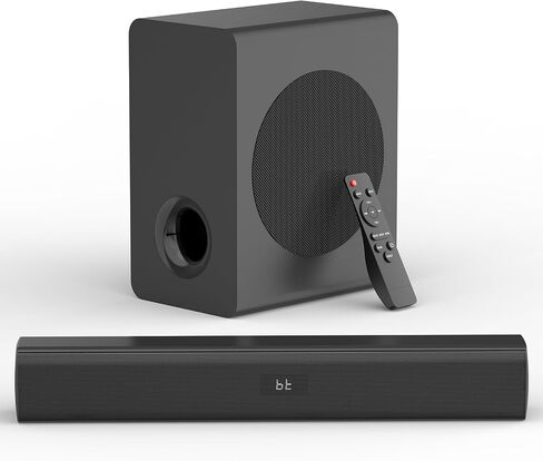 Sound Bar Speakers Bluetooth Wireless, TV Speakers Sound Bar Subwoofer, Home Theater Surround Sound Bar HDMI(ARC) Optical AUX USB 2.1ch Home Audio Sound System TV PC Gaming Wall Mount 3EQ, Black in Saudi Arabia