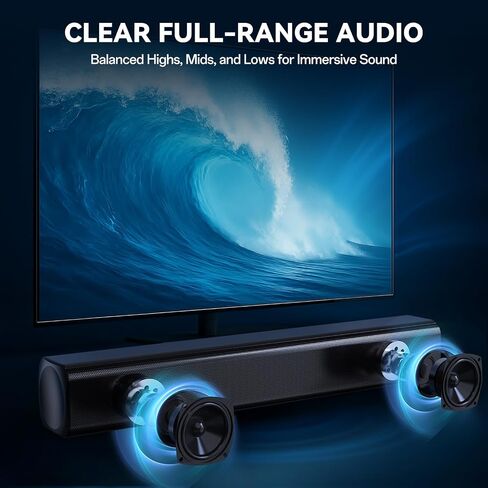 Sound Bar Speakers Bluetooth Wireless, TV Speakers Sound Bar Subwoofer, Home Theater Surround Sound Bar HDMI(ARC) Optical AUX USB 2.1ch Home Audio Sound System TV PC Gaming Wall Mount 3EQ, Black in Saudi Arabia