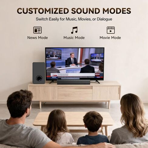 Sound Bar Speakers Bluetooth Wireless, TV Speakers Sound Bar Subwoofer, Home Theater Surround Sound Bar HDMI(ARC) Optical AUX USB 2.1ch Home Audio Sound System TV PC Gaming Wall Mount 3EQ, Black in Saudi Arabia