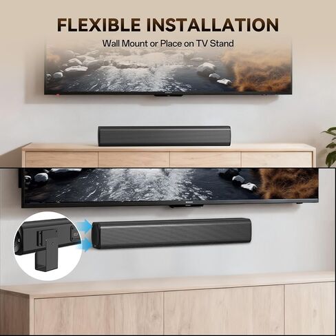 Sound Bar Speakers Bluetooth Wireless, TV Speakers Sound Bar Subwoofer, Home Theater Surround Sound Bar HDMI(ARC) Optical AUX USB 2.1ch Home Audio Sound System TV PC Gaming Wall Mount 3EQ, Black in Saudi Arabia