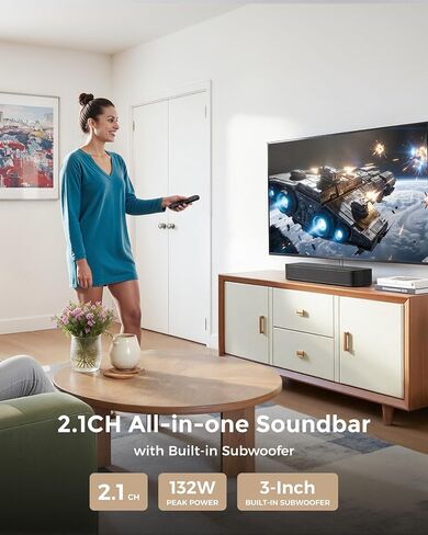 ULTIMEA 2.1ch Sound Bar for TV, Built-in Subwoofer, Stereo Shelf System | Peak Power 132W, App Control, 16 Inches Bluetooth 5.4 TV Speakers, for PC, All-in-one, Opt/AUX/Wall Mount, Poseidon M20 Pro in Saudi Arabia
