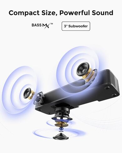 ULTIMEA 2.1ch Sound Bar for TV, Built-in Subwoofer, Stereo Shelf System | Peak Power 132W, App Control, 16 Inches Bluetooth 5.4 TV Speakers, for PC, All-in-one, Opt/AUX/Wall Mount, Poseidon M20 Pro in Saudi Arabia