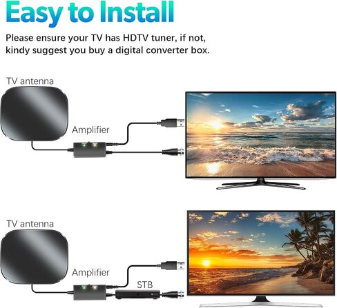 TV Antenna for Smart TV Indoor, Digital Antenna for Local Channels | 2026 Upgraded TV Antenna, Support 4K 8K 1080p HD Antenna with Amplifier Signal Booster & 18FT Coaxial Cable in Saudi Arabia