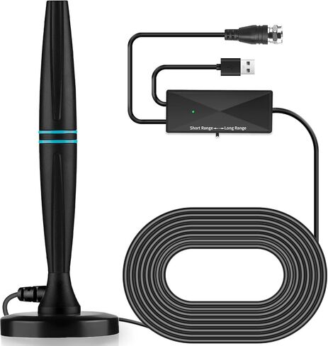 TV Antenna for Local Channels, TV Antenna for Smart TV Indoor -18ft Cable | Support 4K 1080p with Signal Booster for Local Channels, Long Range Reception(Dark Grey) in Saudi Arabia