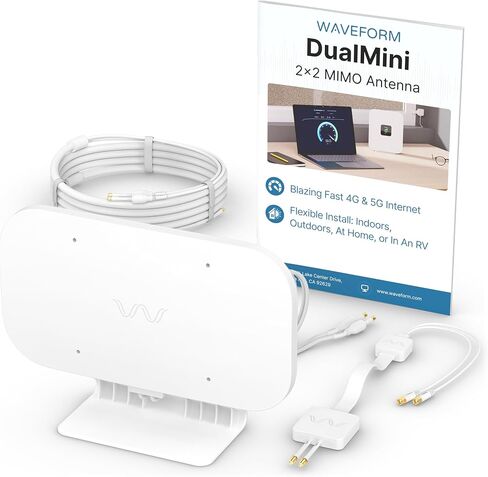DualMini: Low-Profile 2x2 MIMO Window Antenna Kit | Omnidirectional 4G/5G Routers & Hotspots | for Netgear M5 & M6, Verizon, AT&T | Homes and RVs | 10’ SMA Cable, TS9 Adapters, Window Entry in Saudi Arabia