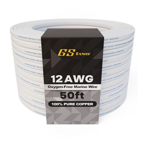 GS Power 100Ft Duplex Marine Wire, 12 Gauge Wire, Oxygen-Free Tinned Copper 12 AWG Electrical Boat Wiring, Sheathed Copper Marine Grade Electrical Cable for Boat Automotive RV Camper Trailer in Saudi Arabia