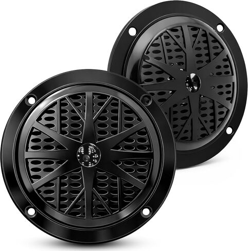 Pyle 4 Inch Dual Marine Speakers - Waterproof and Weather Resistant Outdoor Audio Stereo Sound System with Polypropylene Cone, Cloth Surround and Low Profile Design - 1 Pair - PLMR41B (Black) in Kuwait