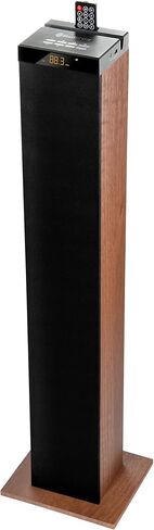 GOgroove Bluetooth Tower Speaker with Subwoofer Built in - Floorstanding Home Speaker with Powerful Bass and Dual Drivers, 120W Peak Power, MP3 3.5mm Aux, USB 2.0 Port Flash Drive, FM Radio (Walnut) in Saudi Arabia