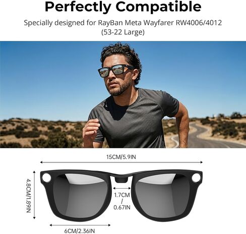 HiBloks Polarized Clip for Ray-Ban Meta Wayfarer RW4008/RW4012 Large 53-22 | Matte Black Frame Discoloration Clip-on for Rayban Meta Gen 2 Smart Glasses Accessories, Color Changing Clip (Blue) in Saudi Arabia