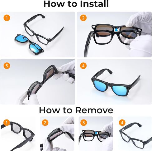HiBloks Polarized Clip for Ray-Ban Meta Wayfarer RW4008/RW4012 Large 53-22 | Matte Black Frame Discoloration Clip-on for Rayban Meta Gen 2 Smart Glasses Accessories, Color Changing Clip (Blue) in Saudi Arabia