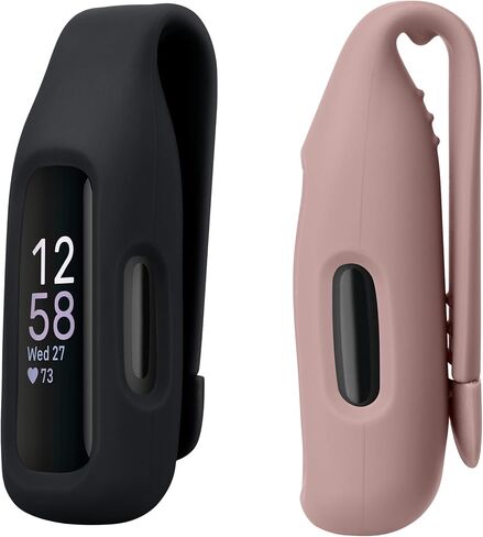 حامل مشبك kwmobile 2X لـ Fitbit Inspire 3 / Inspire 2 / Ace 3 Clip On - مجموعة استبدال حامل حقيبة تتبع اللياقة البدنية - حامل تتبع سيليكون TPU للرياضة in Kuwait