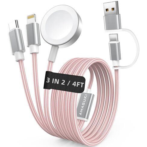 2026 Travel Essentials for Apple Watch Charger,Cruise Vacation Camping Essentials,iPhone Charger,Multi Charging Cable,3 in 2 Charging Docks for iWatch Series 11-2/Ultra,iPhone 17-12,Car in Kuwait