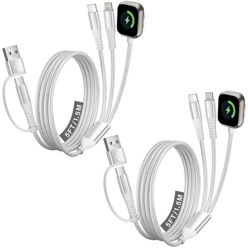 Travel Essentials 3 in 2 Multi Charging Cable for Apple Watch Charger, 5FT | iWatch Charger, Charging Cords for Multiple Devices, Compatible with iWatch 11-1/Ultra/SE/iPhone 17-8, Cruise Essentials 2026 in Saudi Arabia