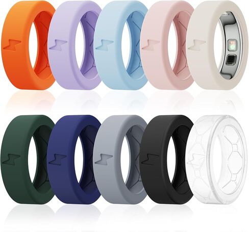 10 Pack Cover Compatible with Oura Ring 5, Support Charging with Cover On, Ultra-Thin Anti-Scratch Elastic Silicone Ring Protector for Men Women Working Out & Daily Activities in Saudi Arabia