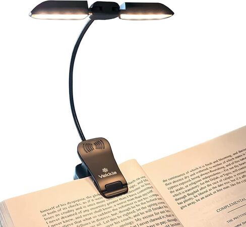 Vekkia 14 LED Rechargeable Book Light for Reading at Night | Eye-Care Reading Light for Books in Bed/180° Adjustable, Clip on Lamp/3 Color Temperatures, Lightweight in Saudi Arabia