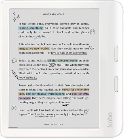 Kobo Libra Colour eReader, 7" Color E Ink, Waterproof, White in Saudi Arabia