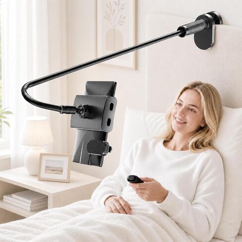 Gooseneck Tablet Holder for Kindle Reading in Bed with Page Turner Remote, Hands Free Desk Bedside Lazy Arm Stand for Kindle Accessories, Gifts for Readers in Kuwait