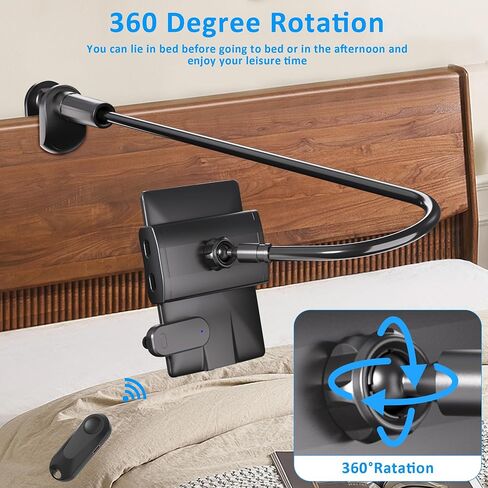 Gooseneck Tablet Holder for Kindle Reading in Bed with Page Turner Remote, Hands Free Desk Bedside Lazy Arm Stand for Kindle Accessories, Gifts for Readers in Kuwait