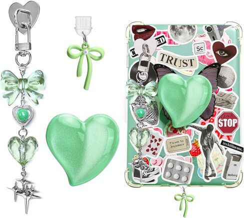 AIERSA Cute Charms Set for Kindle,Including Dust Plug Charm Type C/USB C,Heart Grip Holder,Bling Keychains with Hook for Kindle Accessories,Compatible for Kindle Paperwhite 11th 12th Generation in Saudi Arabia