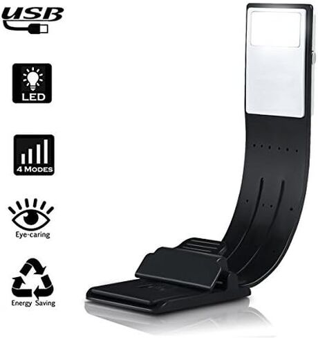 Book Light, LED Reading Lamp USB Rechargeable Flexible Night Light 4 Level Brightness 360°Adjustable Clip on Work/Desk/Bed Lights for Amazon Kindle/eBook Reader/Book/iPad in Saudi Arabia