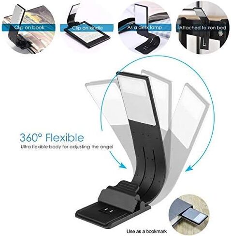 Book Light, LED Reading Lamp USB Rechargeable Flexible Night Light 4 Level Brightness 360°Adjustable Clip on Work/Desk/Bed Lights for Amazon Kindle/eBook Reader/Book/iPad in Saudi Arabia