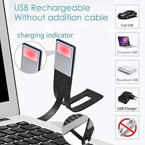 Book Light, LED Reading Lamp USB Rechargeable Flexible Night Light 4 Level Brightness 360°Adjustable Clip on Work/Desk/Bed Lights for Amazon Kindle/eBook Reader/Book/iPad in Saudi Arabia