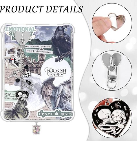 Mantveil 57PCS Dark Romance Charm Chains for Kindle Accessories Kit | Including 1 Charm Chain, 2 Dust Plug Charm Type C, 4 Cardstock Insert and 50 Stickers, Compatible for Kindle/E-Reader/Phone in Saudi Arabia