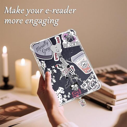 Mantveil 57PCS Dark Romance Charm Chains for Kindle Accessories Kit | Including 1 Charm Chain, 2 Dust Plug Charm Type C, 4 Cardstock Insert and 50 Stickers, Compatible for Kindle/E-Reader/Phone in Saudi Arabia