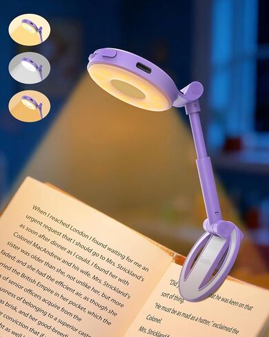 18 LED Rechargeable Clip On Book Light for Reading in Bed | Eye Caring 3 Color Temps, Silent Stepless Dimming, Auto-Off Timer, Memory, 80Hrs Runtime Lightweight Light for Book Lovers in Saudi Arabia