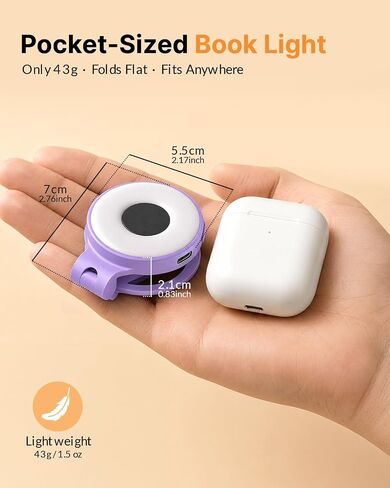 18 LED Rechargeable Clip On Book Light for Reading in Bed | Eye Caring 3 Color Temps, Silent Stepless Dimming, Auto-Off Timer, Memory, 80Hrs Runtime Lightweight Light for Book Lovers in Saudi Arabia