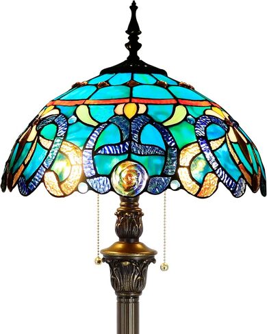 Tiffany Floor Lamp Stained Glass 16X16X70 Inch Pink Jewelry | Standing Reading Light for Living Room in Saudi Arabia