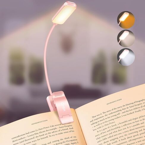 Gritin 9 LED Rechargeable Book Light for Reading in Bed | Eye Caring 3 Color Temps,Stepless Dimming Brightness,80 Hrs Runtime Small Lightweight Clip On Book Reading Light for Studying in Kuwait