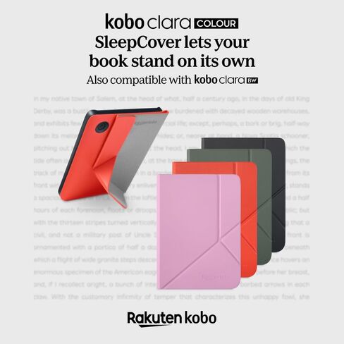 Kobo Clara Colour/BW SleepCover Case | Black | Sleep/Wake Technology | Built-in 2-Way Stand | Vegan Leather | Compatible with 6" Kobo Clara Colour/BW eReader | Sleep/Wake Technology, Built-in 2-Way Stand, Vegan Leather, For 6" Clara Colour/BW in Saudi Arabia