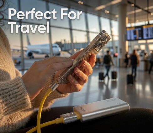 كابل عالمي 240 وات، USB C، USB A، Lightning، متوافق مع أجهزة الكمبيوتر المحمول، الهواتف، الكمبيوتر اللوحي، فرشاة الأسنان الكهربائية، Kindle، سماعات الرأس، أجهزة المطبخ، بنك الطاقة، التلفزيون، وسادة التدفئة، الكاميرا، الأداة، 3'5" in Kuwait