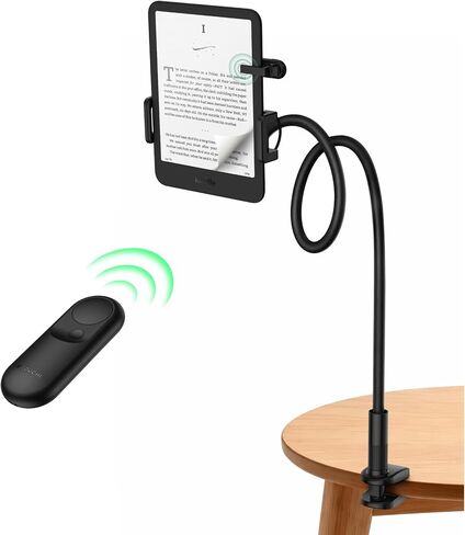 Stouchi Gooseneck Kindle Holder with Remote Page Turner for Bed Reading | Upgraded 2-in-1 Magnetic Remote | Shake-Free Kindle Stand | Work for Kindle Paperwhite/Oasis, E-Readers, iPad & Phones in Saudi Arabia