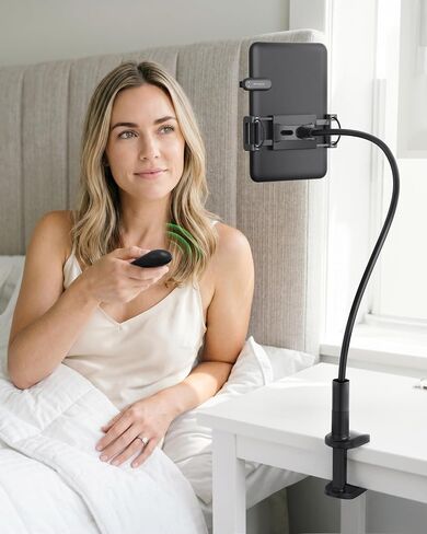 Stouchi Gooseneck Kindle Holder with Remote Page Turner for Bed Reading | Upgraded 2-in-1 Magnetic Remote | Shake-Free Kindle Stand | Work for Kindle Paperwhite/Oasis, E-Readers, iPad & Phones in Saudi Arabia