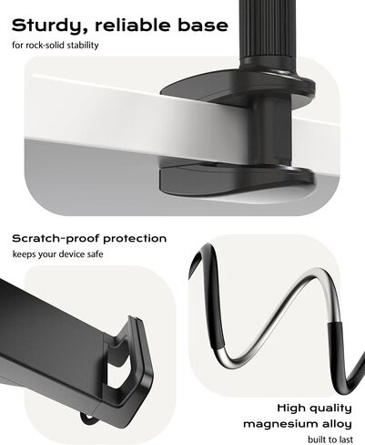 Stouchi Gooseneck Kindle Holder with Remote Page Turner for Bed Reading | Upgraded 2-in-1 Magnetic Remote | Shake-Free Kindle Stand | Work for Kindle Paperwhite/Oasis, E-Readers, iPad & Phones in Saudi Arabia