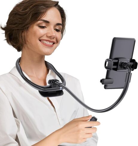 Tryone Neck Phone Holder for Bed: Hands-Free E-Reader Stand with Remote Page Turner for Reading, Flexible Gooseneck Mount for Kindle, iPhone, Perfect for Bed, Sofa & Travel in Saudi Arabia