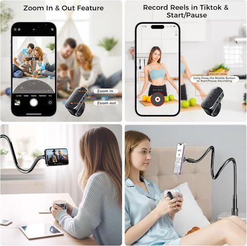 Gooseneck Magnetic Phone Holder Mont for Bed with Page Turner | Strong magnet, 360° flexible long arm, remote controls scrolling for Titok, shooting & page flipping for iPhone & Android in Saudi Arabia