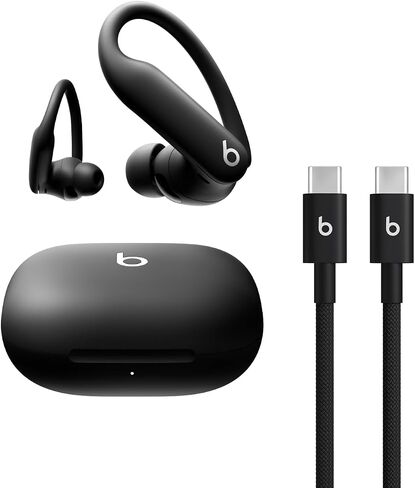 Beats Powerbeats Pro 2 - Wireless Noise Cancelling Workout Earbuds with Secure- Fit Earhooks, Up to 45-Hour Battery with Charging Case, Sweat & Water Resistant, Heart Rate Monitoring - Jet Black | High-performance audio with 12-hour battery and IPX4 water in Kuwait