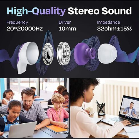 JustJamz Bulk Earbuds 100 Pack | Basic Ear Bud, Black Dot in-Ear Earphones, Disposable Headphones, Class Headphones Set for Students, Earphones for Class, Kids, Classroom, Library, Wired Earbuds in Saudi Arabia