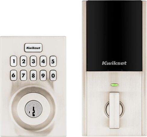 Kwikset HomeConnect 620 Z-Wave Long Range Enabled Keypad Smart Lock Convenient Keyless Entry, Customizable User Codes, Ring Alarm Compatible, Hub Required, Sold Separately Satin Nickel Contemporary in Saudi Arabia