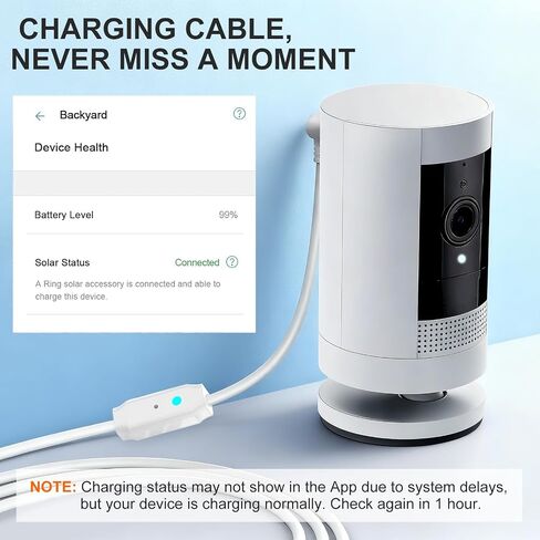 25FT Power Cord Compatible with Ring Spotlight Cam Pro(Battery), Stick Up Cam Battery, Plug-in/Stick up Cam Pro/RingTilt Indoor Cam,10W Ring Cable with Light DC Port & Type C Port (White) in Saudi Arabia